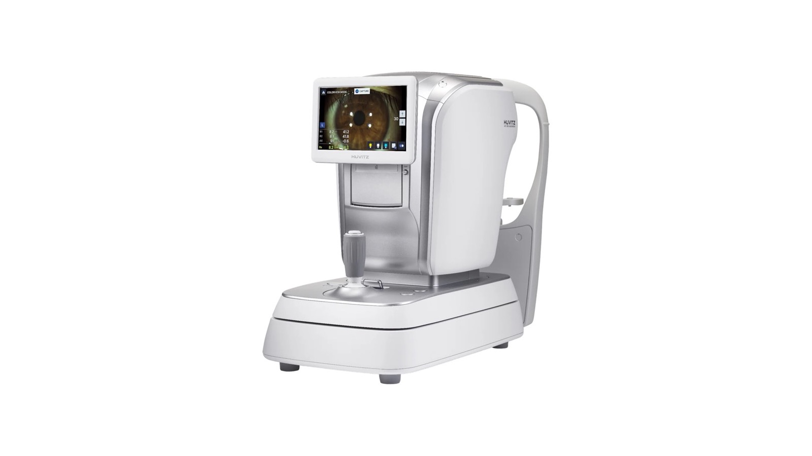 Autorrefractómetro y queratómetro de mesa Huvitz HRK-8100A, uno de los cuatro modelos comparados en esta guía