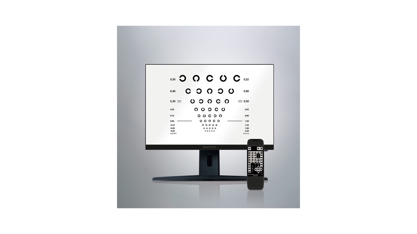 Tabla de Snellen digital Huvitz HDC-100, carta de agudeza visual para consultorios en Argentina