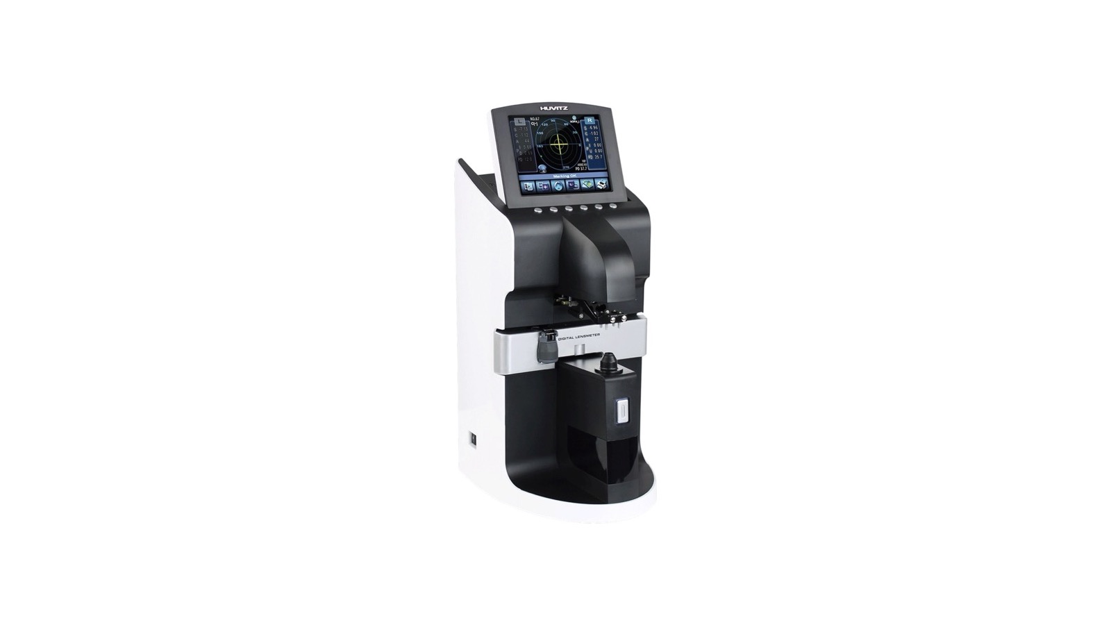Lensómetro digital Huvitz HLM-7000, estación de lensometría de un consultorio de optometría en Argentina